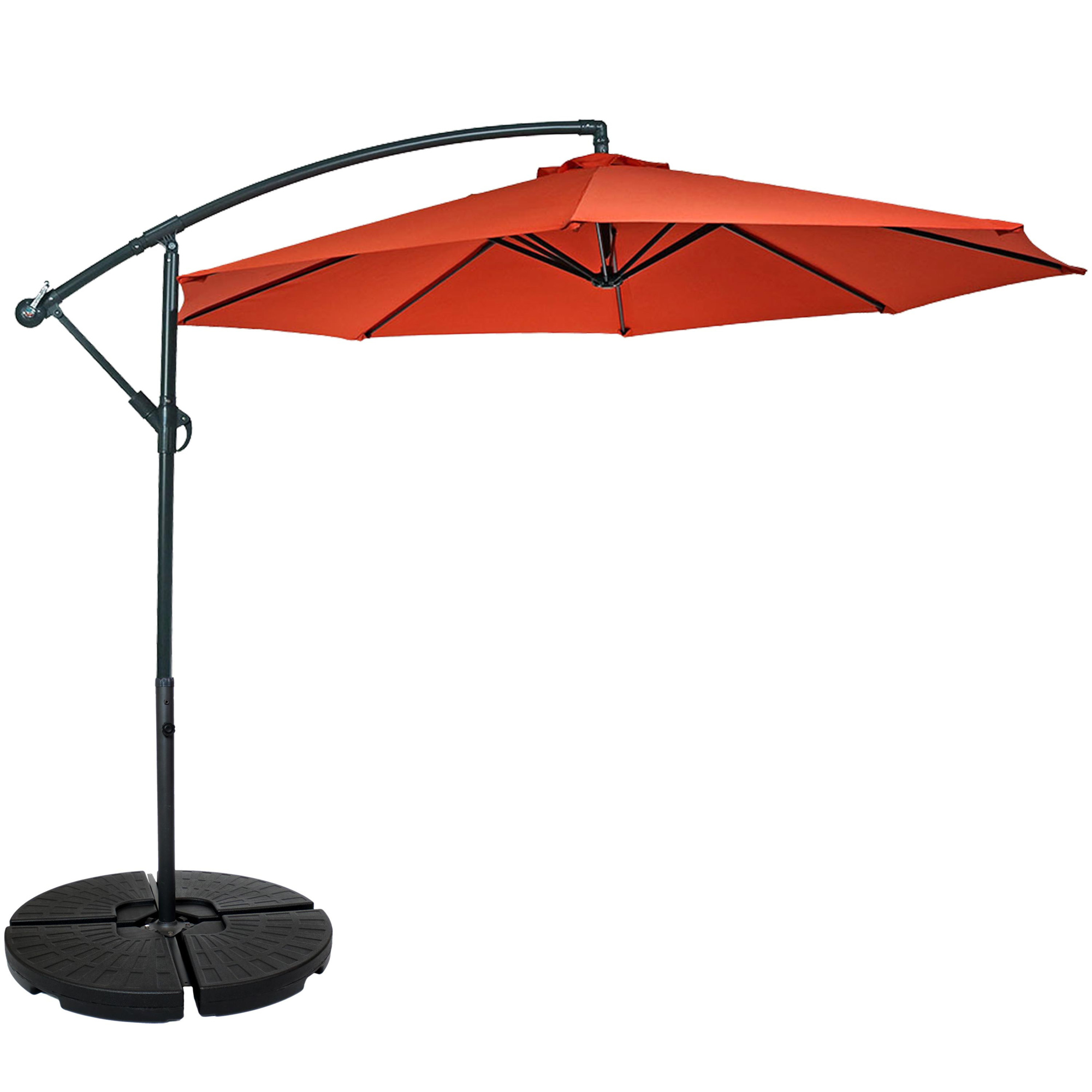 Sunnydaze Outdoor Steel Offset Cantilever Patio Umbrella with Round Base Set — 10ft., Burnt Orange, Model# JLP-219-CMB